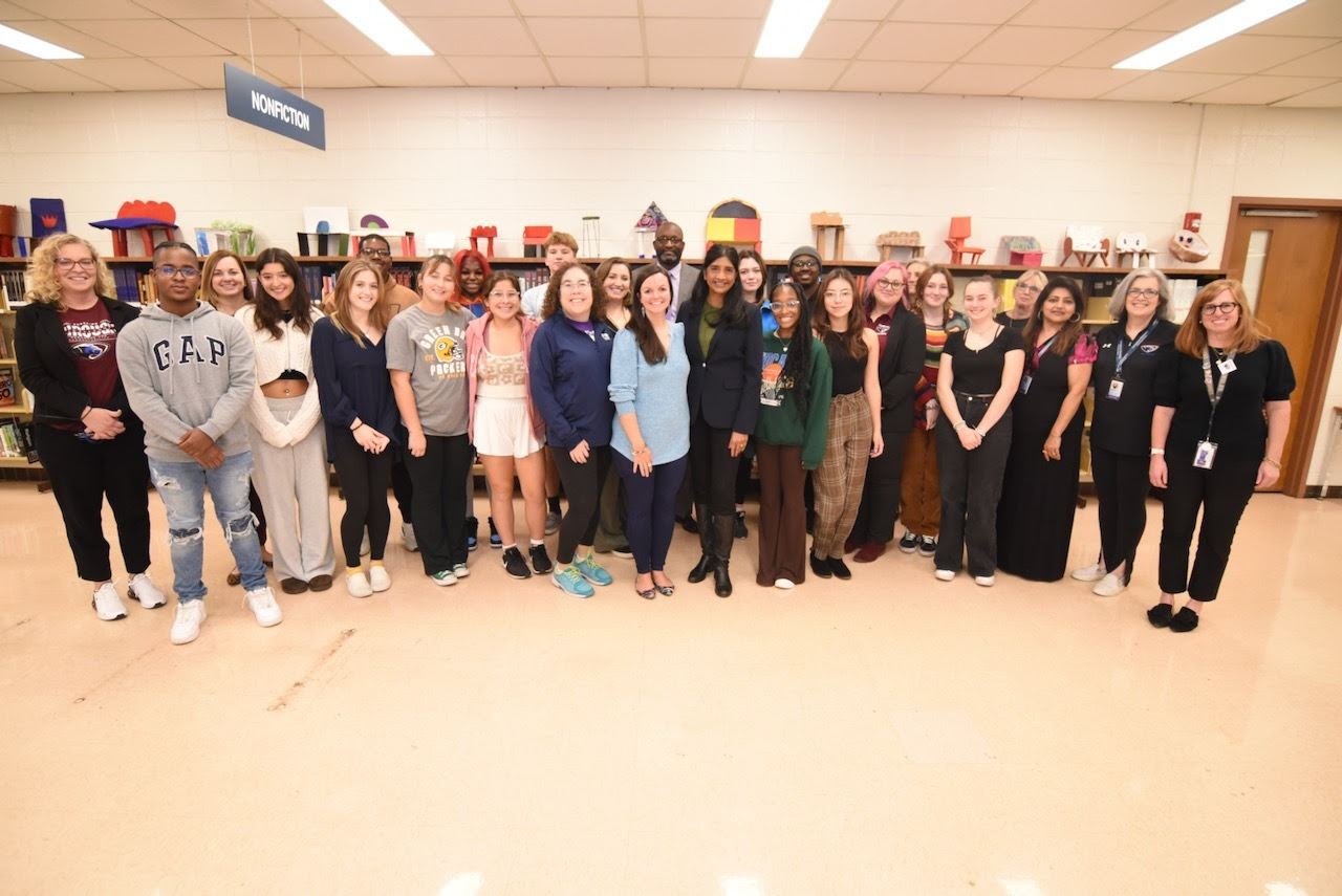Lt. Governor Aruna Miller with students and staff at Annapolis High School