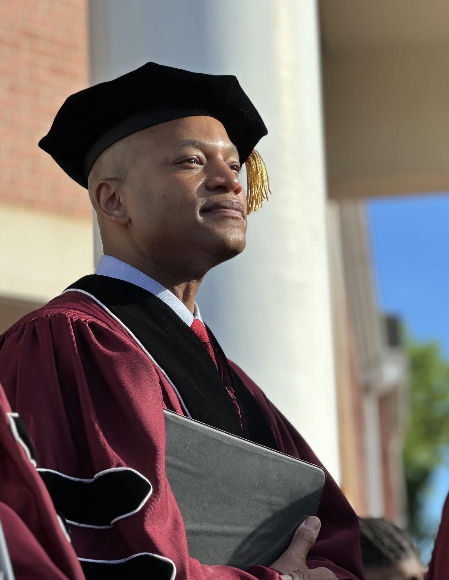 Gov Wes Moore at Morehouse College with diploma