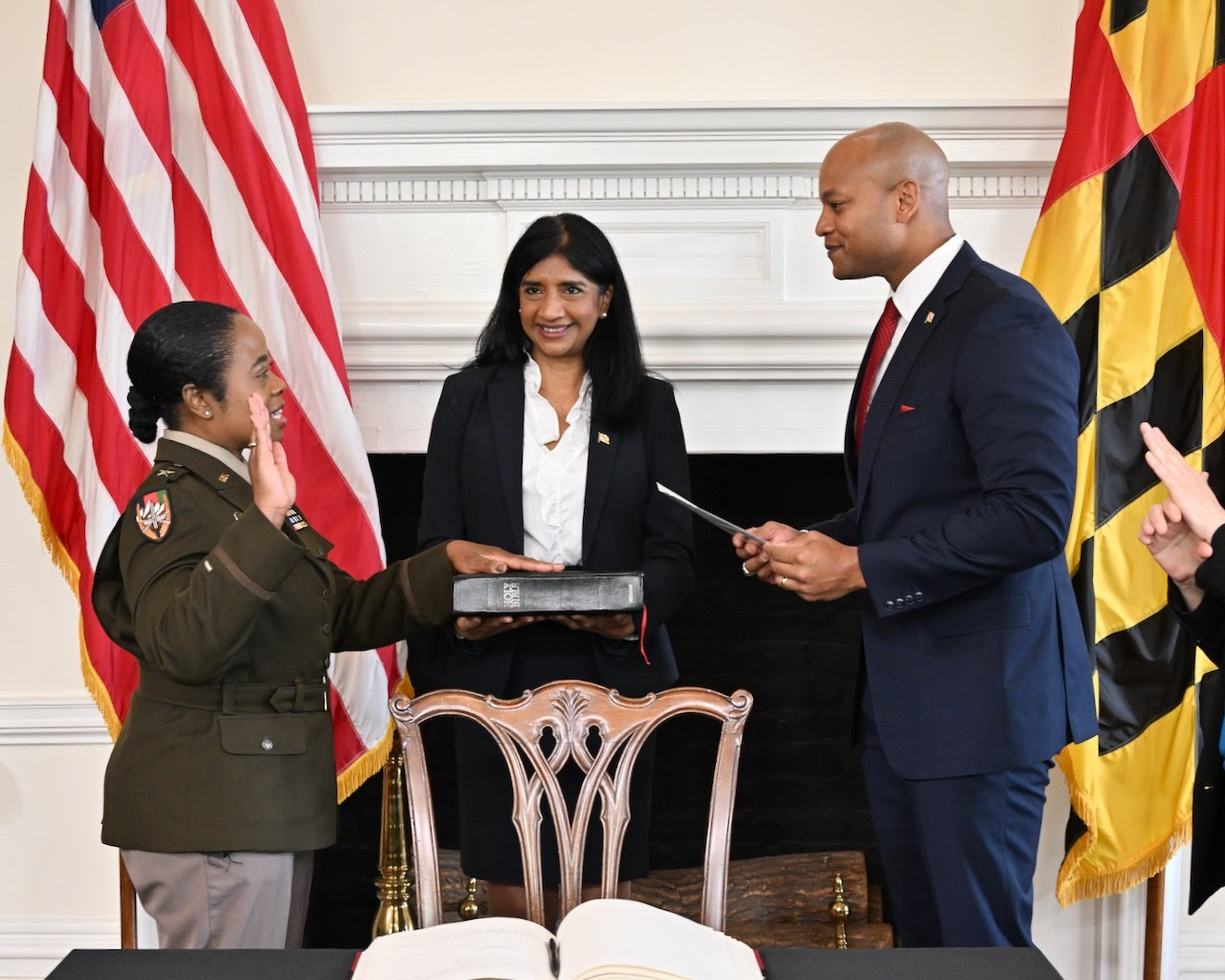 Gover​nor Moore swore in Brigadier General Janeen Birckhead as the 31st Adjutant General of Maryland.