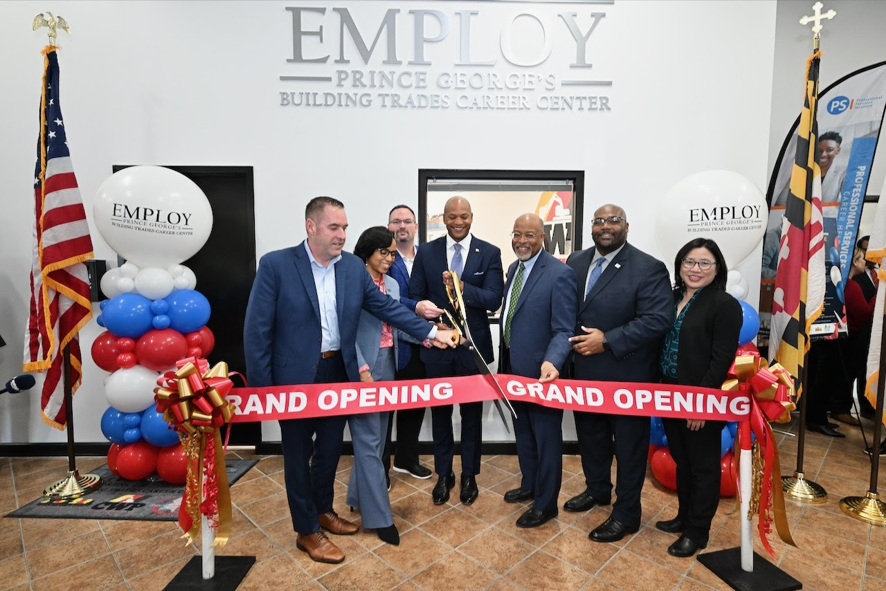 Governor Moore cuts the ceremonial ribbon with Maryland leaders.